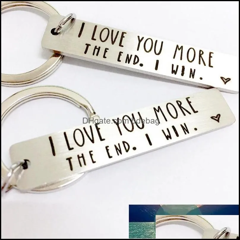 i love you more.the end i win stainless steel key chain lettering keychain factory price expert design quality latest style original