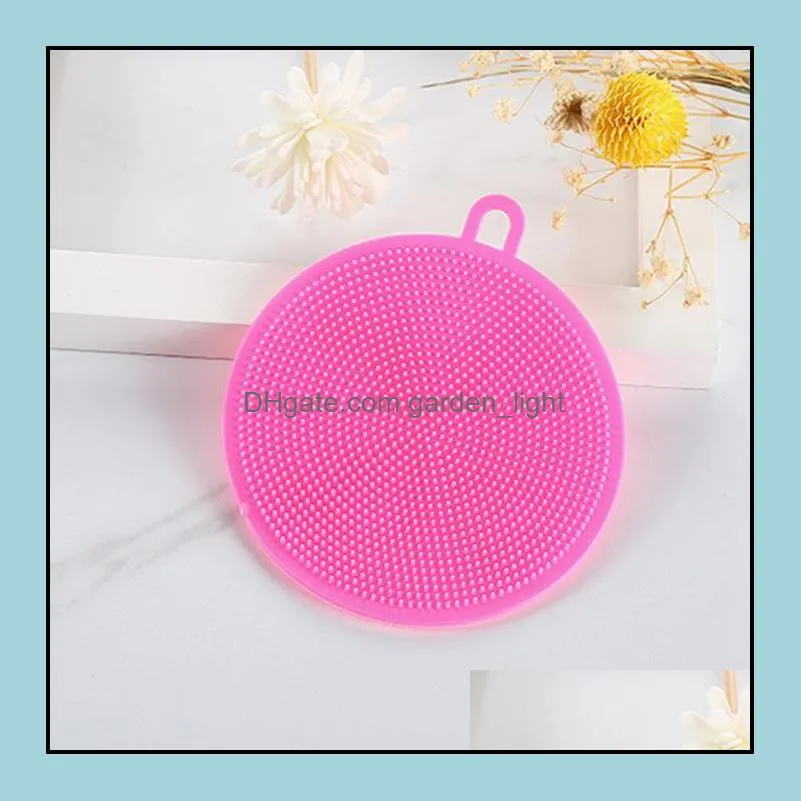 silicone dish bowl cleaning brush multifunction 5 colors scouring pad pot pan wash brushes cleaner kitchen washing tool zwl312