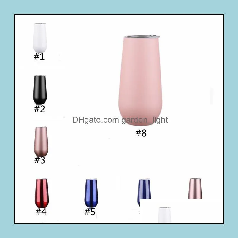 stainless steel mug egg insulated tumbler cups 6oz champagne wine glass milk cup with lid vacuum car kitchen accessories yhm135zwl