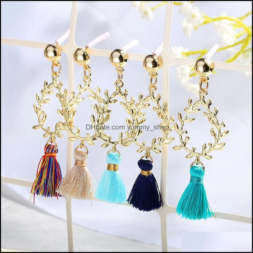  fashion boho ethnic crystal beads long tassel drop earrings ethnic fashion bohemian colorful tassel earrings hollow waterdrop shape