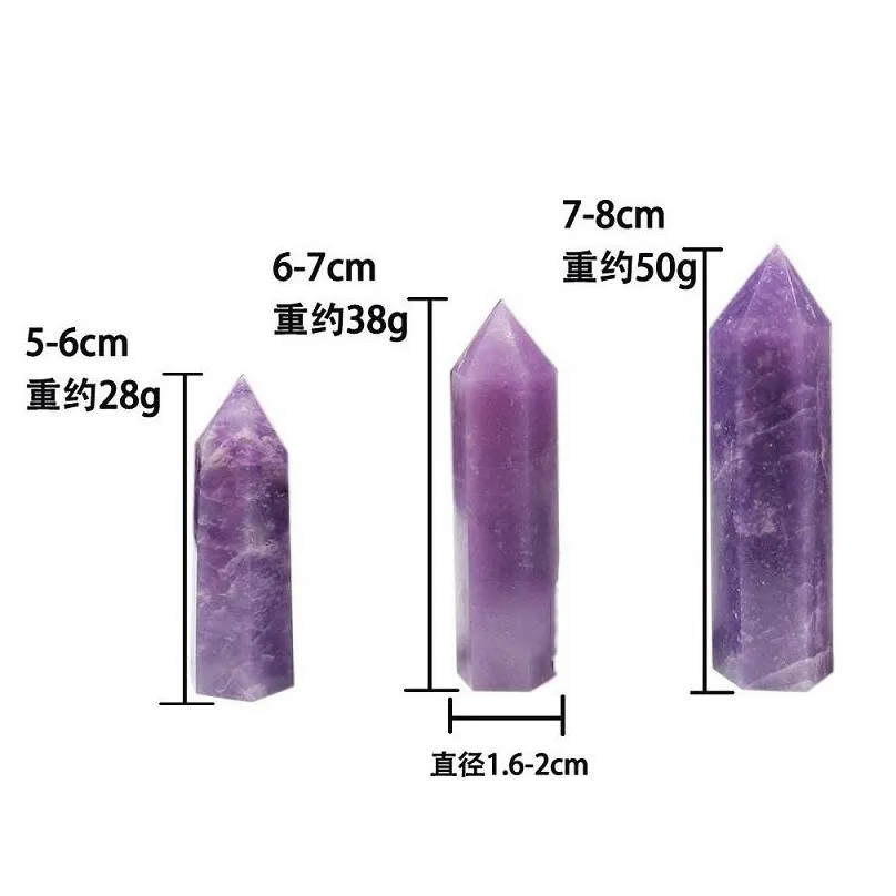 natural crystal amethyst mica quartz decorative crafts singlepointed sixsided jade handpolished ornaments healing wands reiki energy