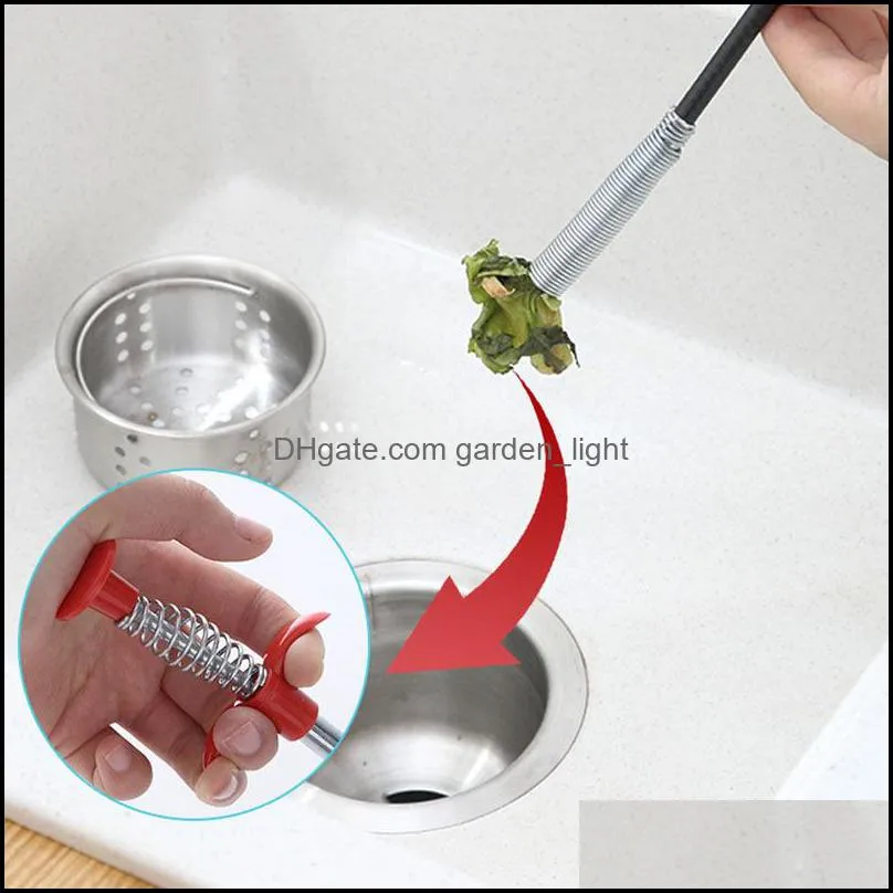 stainless steel bendable cleaner claws sewer hair kitchen sink anticlogging pipeline foreign matter grabber spring grip wy1346