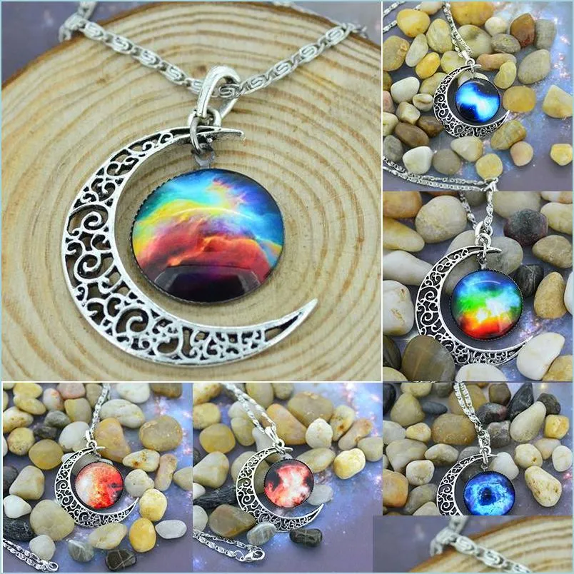 vintage womens fashion jewelry stall time star moon time gemstone pendant chain necklace statement for lady kids 2017 spring summer