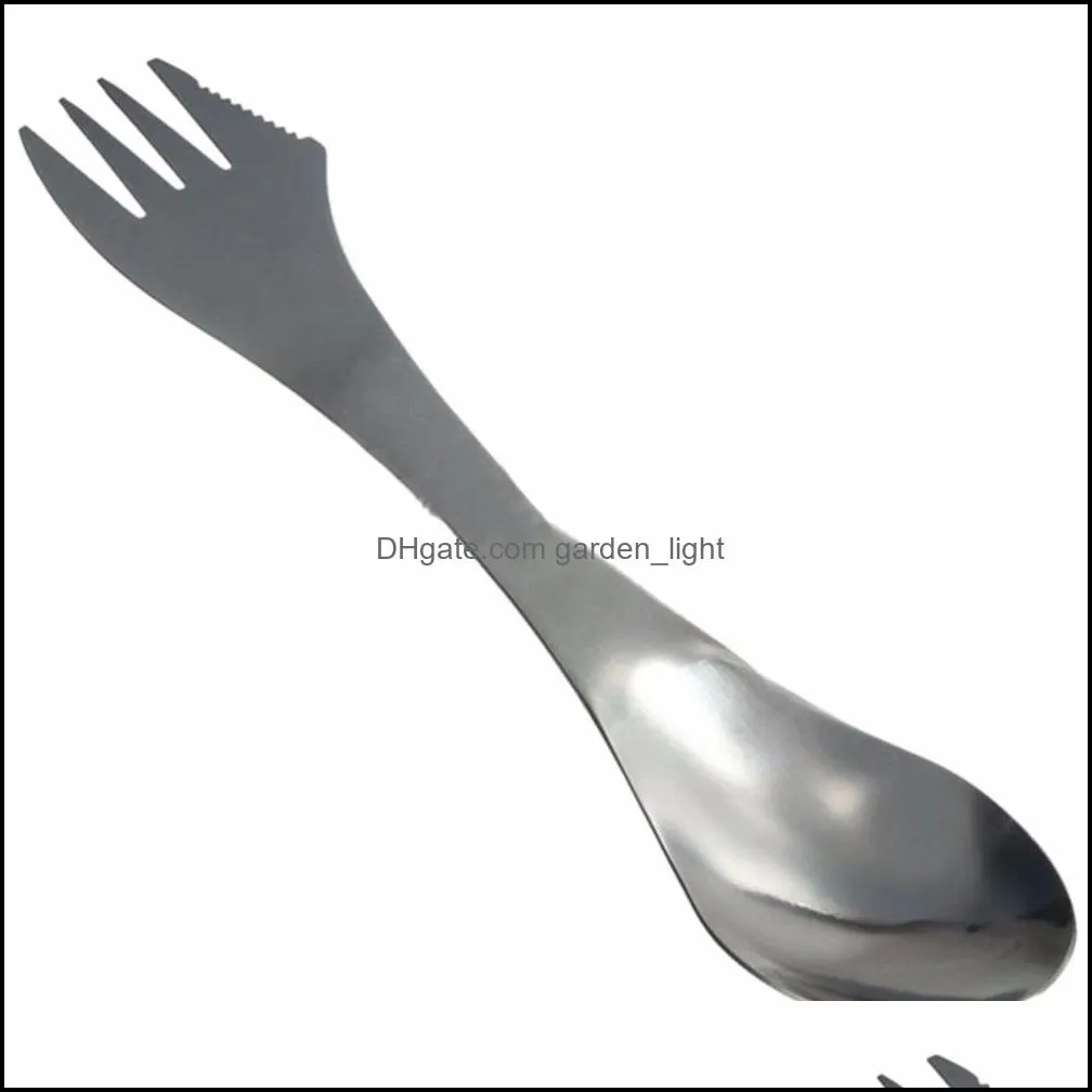 1pcs 3 in 1 knife fork spoon outdoor tableware multi function stainless steel spork camping hiking picnic utensils combo wll256