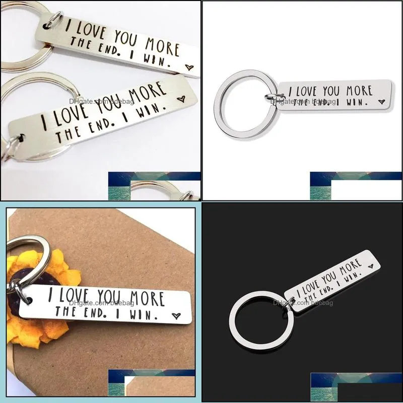 i love you more.the end i win stainless steel key chain lettering keychain factory price expert design quality latest style original