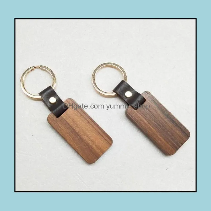 personalized leather keychain pendant beech wood carving keychains luggage decoration key ring diy fathers day gift