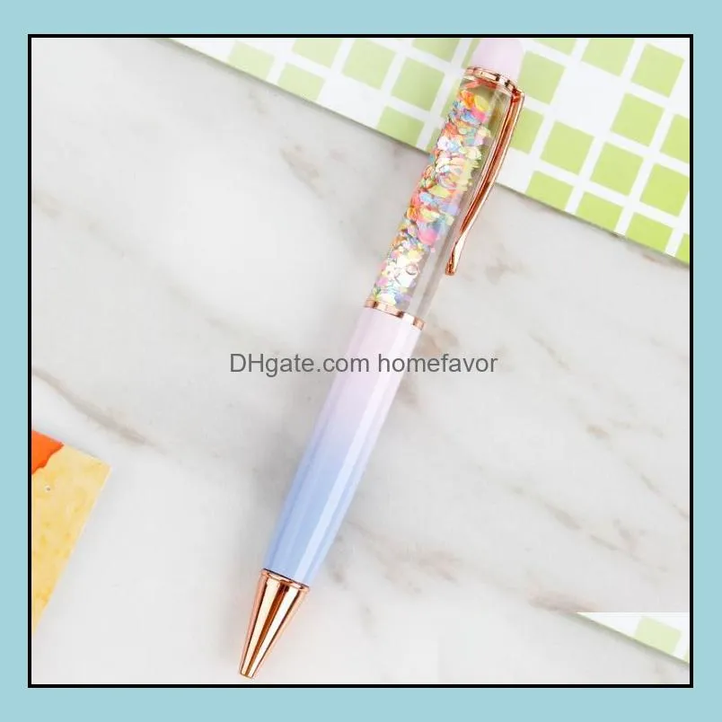 creative oil flow dry flower sequin metal ballpoint pen liquid floating pen writing supplies advertising signature pen student gift