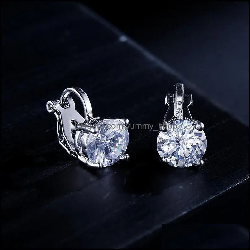 fashion 8 colors elegant round zircon stud earrings classic 3a cubic zircon earring for women wedding party jewelry high quality