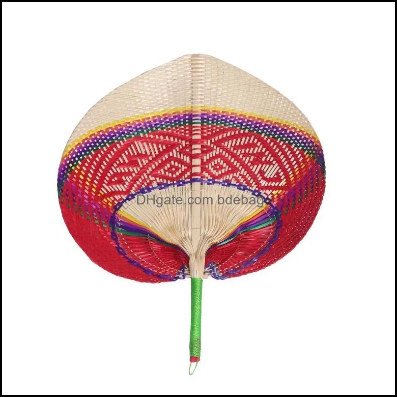 chinese style handmade straw fan summer cooling bamboo palm leaf handwoven hand manual other home decor