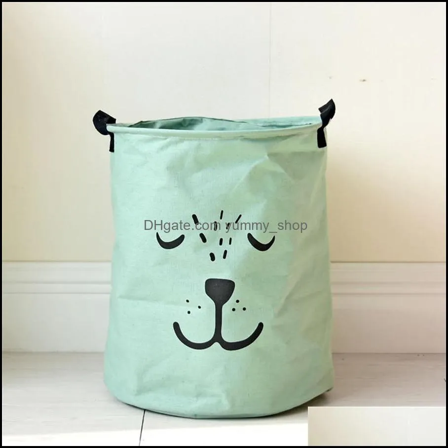 large toy storage bag cloth laundry basket cotton linen storage bucket waterproof folding dirty clothes