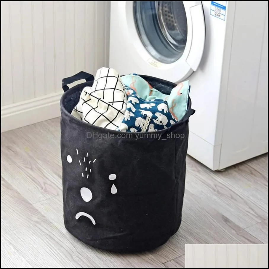 large toy storage bag cloth laundry basket cotton linen storage bucket waterproof folding dirty clothes
