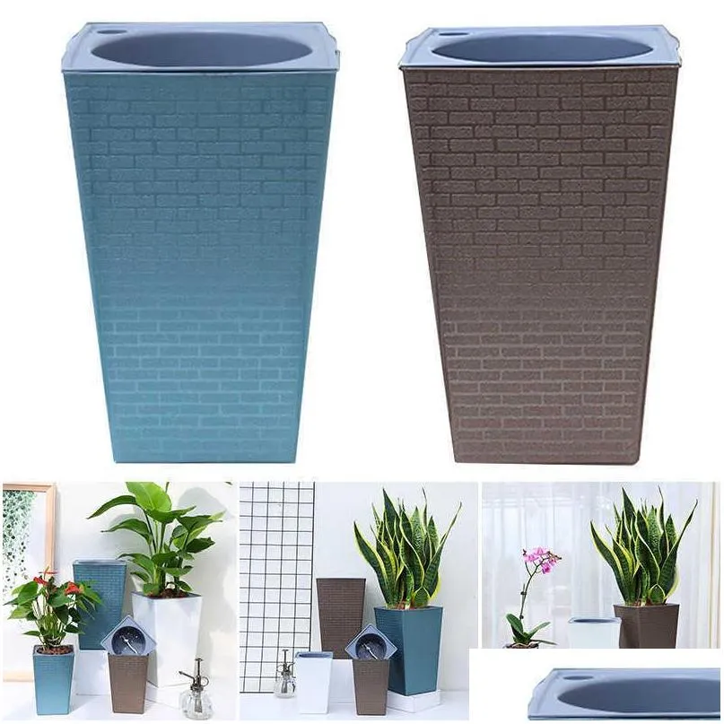 brick shape flower pot tall garden potted plants home garden flower pot decorative flower pot home decoration supplies tools 210615