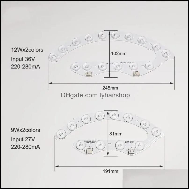 4pcs/packhigh lumen led block with optical lens dual colors module 3000k6500k light source be used in ceiling lamp etc. modules