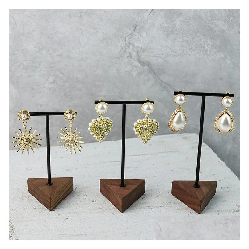 jewelry pouches 3pcs triplecornered tbar earrings shoot props walnut ornaments display stand