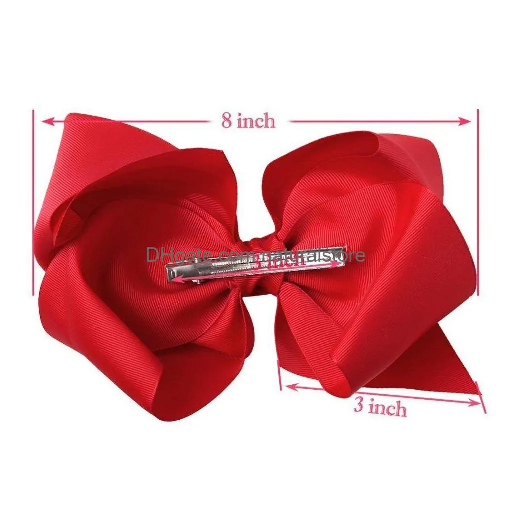 20pcs 8 hair bows clips boutique grosgrain ribbon big large bowknot pinwheel headbands for baby girls teens toddlers kids