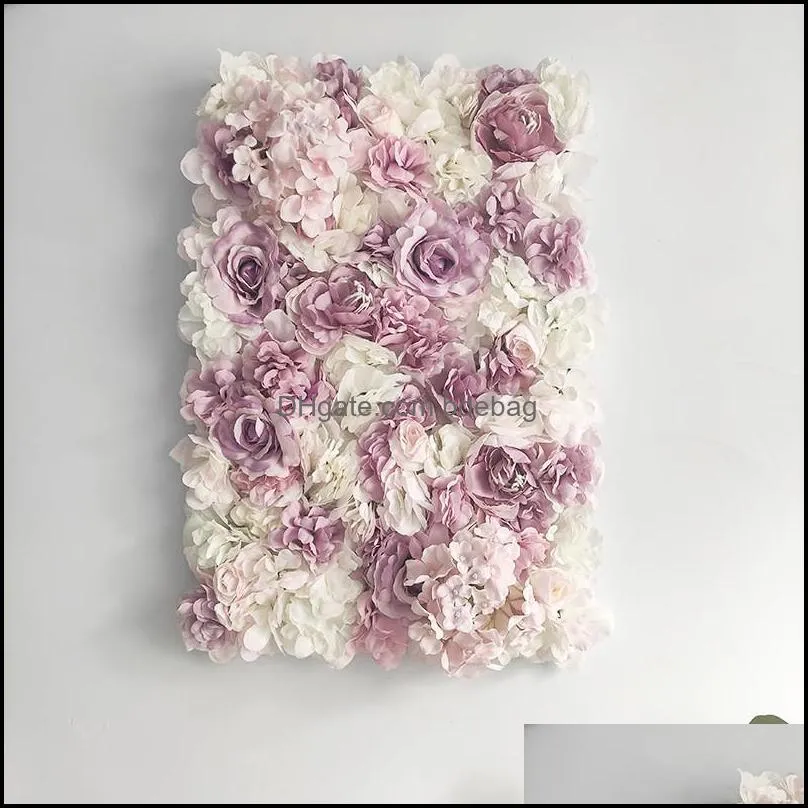 decorative flowers wreaths artificial flower panels 16 x 24 wall background silk rose for backdrop wedding party decoration