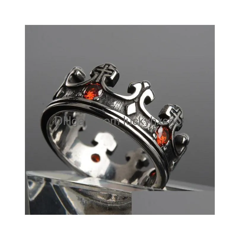 knight templar crown titanium steel men signet ring gold silver vintage jewelry punk rock male rings biker band hip hop