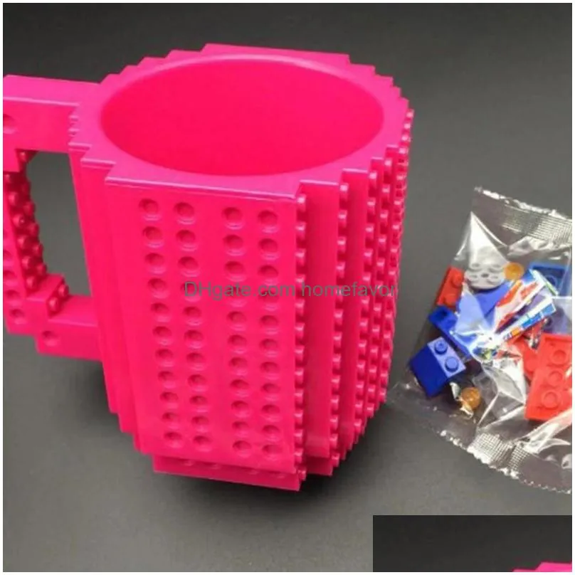 12oz nontoxic abs plastic diy assembly building blocks toy brick mug office gift coffee mug inventory wholesale