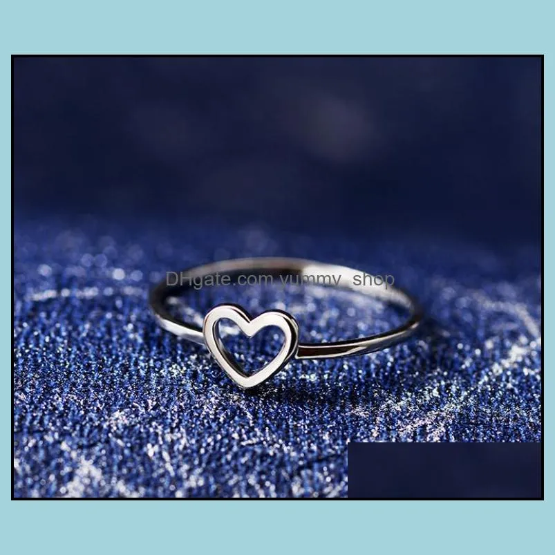 simple hollow heart band rings for women couple wedding promise infinity eternity love jewelry