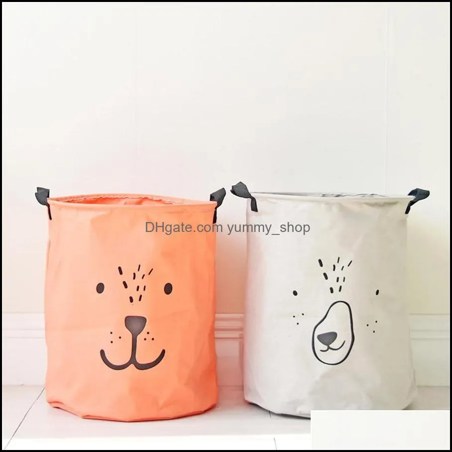 large toy storage bag cloth laundry basket cotton linen storage bucket waterproof folding dirty clothes