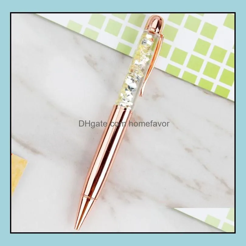 creative oil flow dry flower sequin metal ballpoint pen liquid floating pen writing supplies advertising signature pen student gift