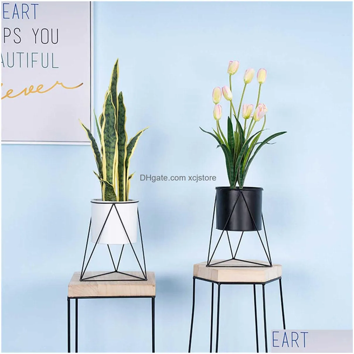 durable geometric metal flower pot stand indoor garden plant holder display planter iron flower stand gardening supplies s/l 210615