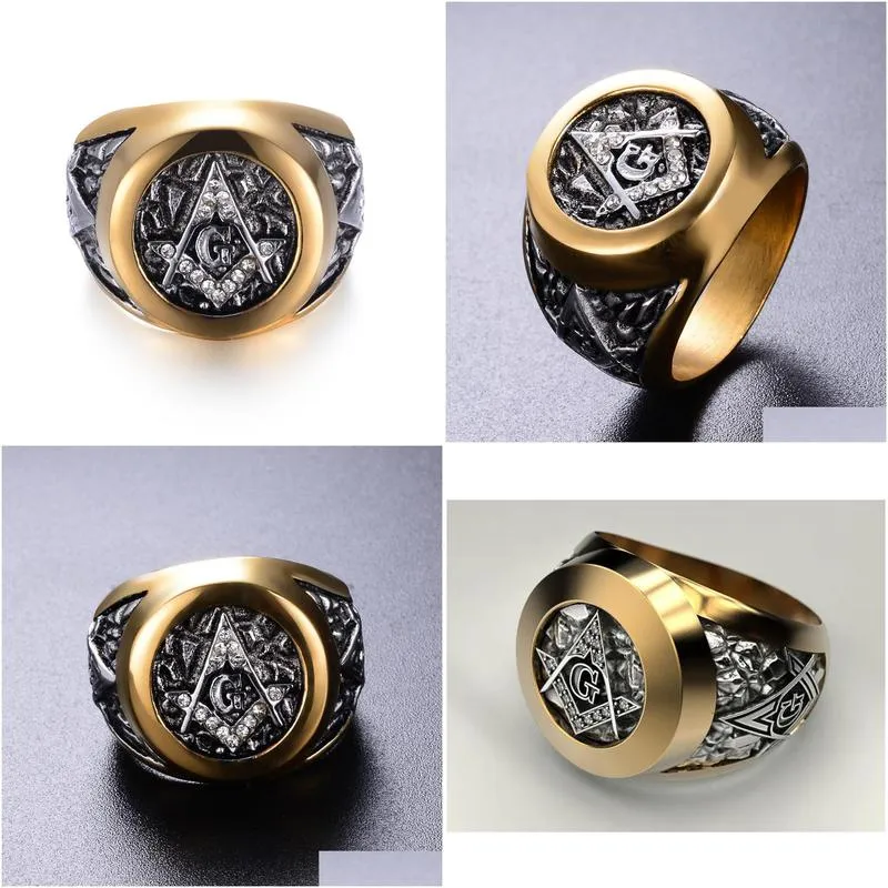 eejart stainless steel masonic ring for men mason symbol g templar masonry rings