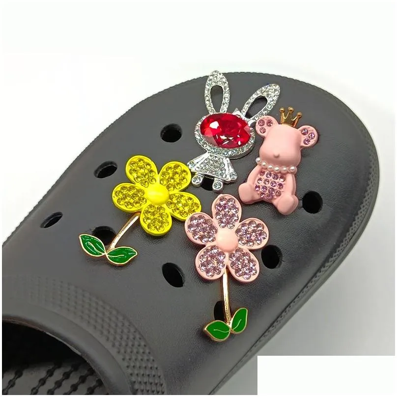 diy luxury metal designer bling charms for decorations golden shoe accessories charms buckles