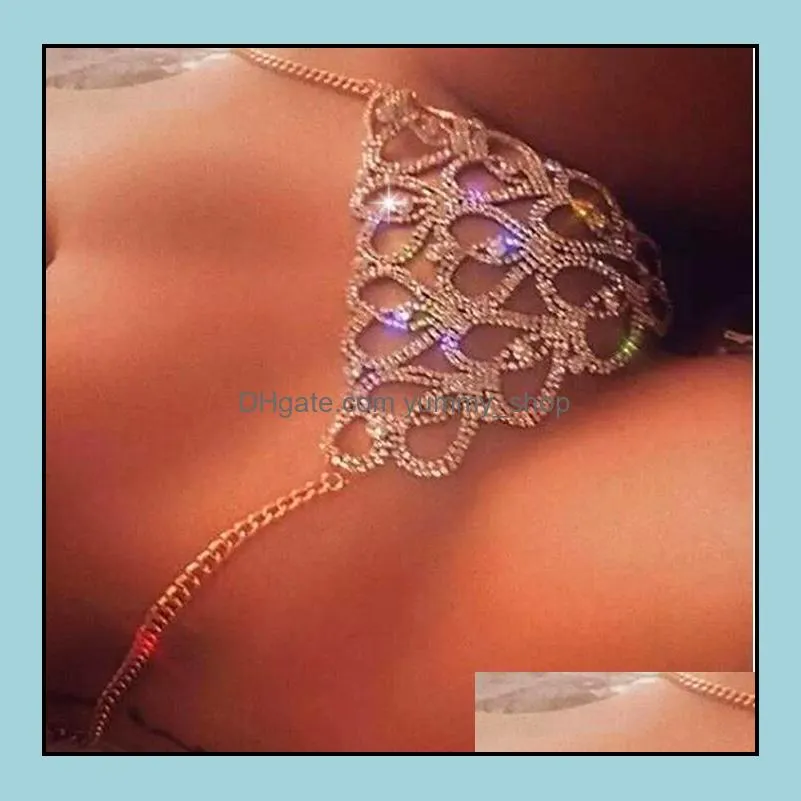 crytal bikini body belly chain harness for women gift sexy lingerie bling rhinestone bra and thong set jewelry