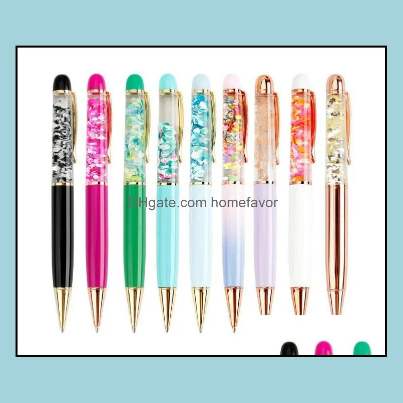 creative oil flow dry flower sequin metal ballpoint pen liquid floating pen writing supplies advertising signature pen student gift