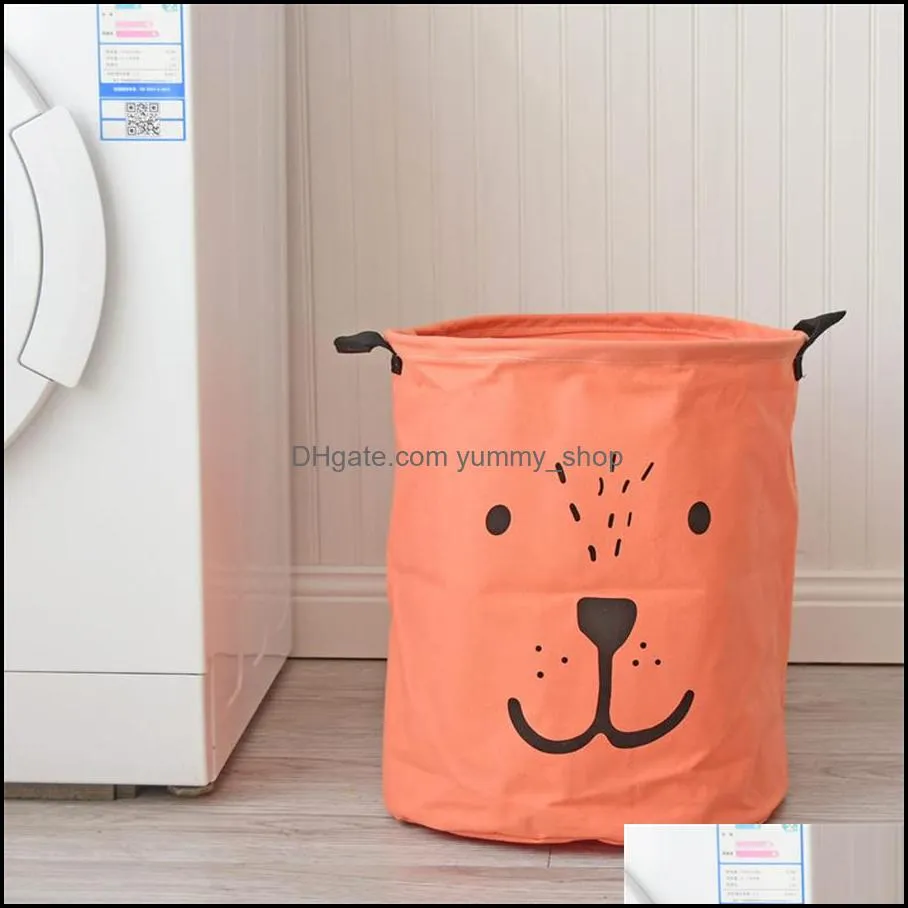 large toy storage bag cloth laundry basket cotton linen storage bucket waterproof folding dirty clothes