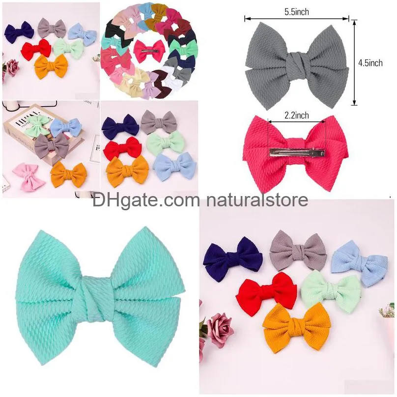 20pcs/lot girls big hair bows velvet hairbow 5.5 inch bow with / without clips women sweet hair accessories children headwear