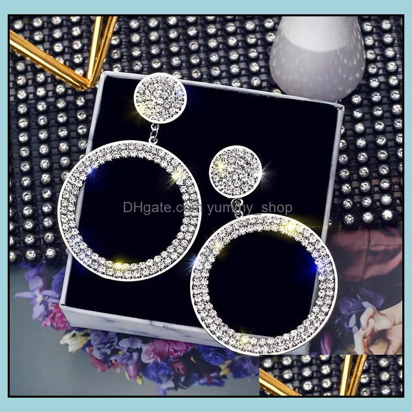  designer geometry of the circle stud earrings for women fashion bling bling earring 925 silver needle jewelry gifts