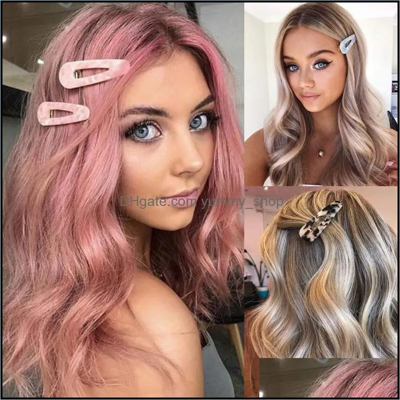 cute style acrylic hair clip for girls women water drop shape leopard marble textured geometric duckbill barrette hairpin hair