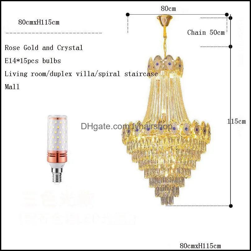 chandeliers modern crystal chandelier lighting led lamps lights duplex villa spiral staircase living room hanging mall