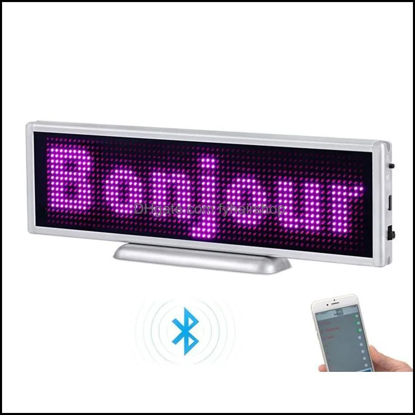 p3 bluetooth rechargeable led sign 16x64 pixels programable scrolling display panel for store desktop or hanging led sign