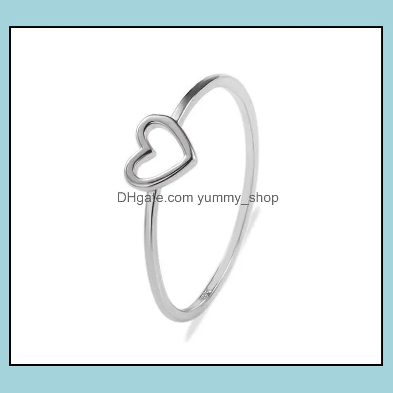 simple hollow heart band rings for women couple wedding promise infinity eternity love jewelry