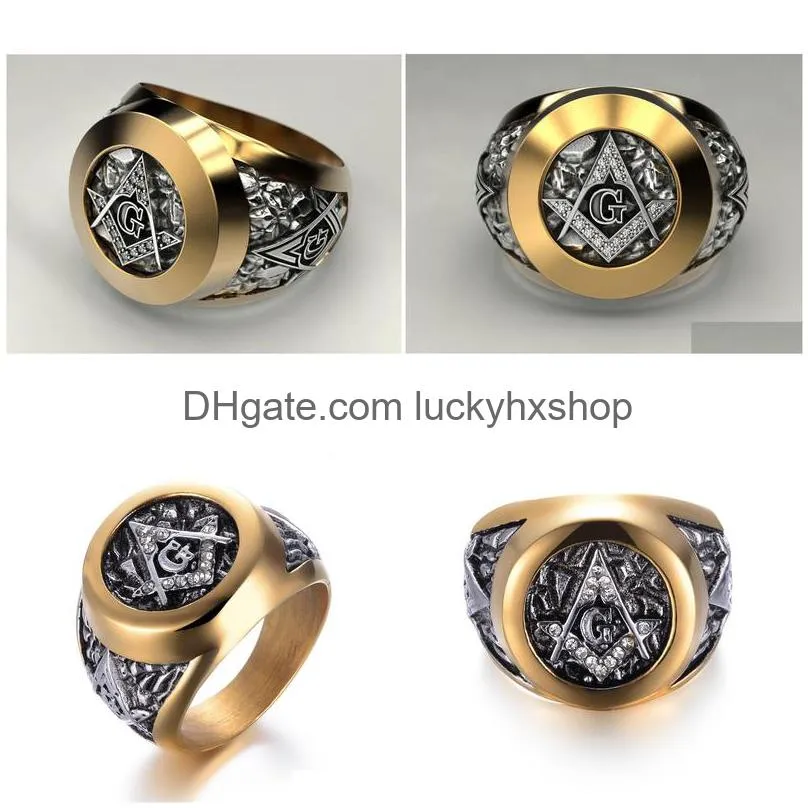 eejart stainless steel masonic ring for men mason symbol g templar masonry rings