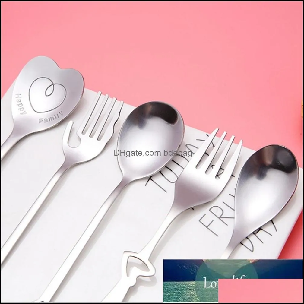 stainless steel spoon creative heart shaped fork coffee stirring spoon kitchen tableware