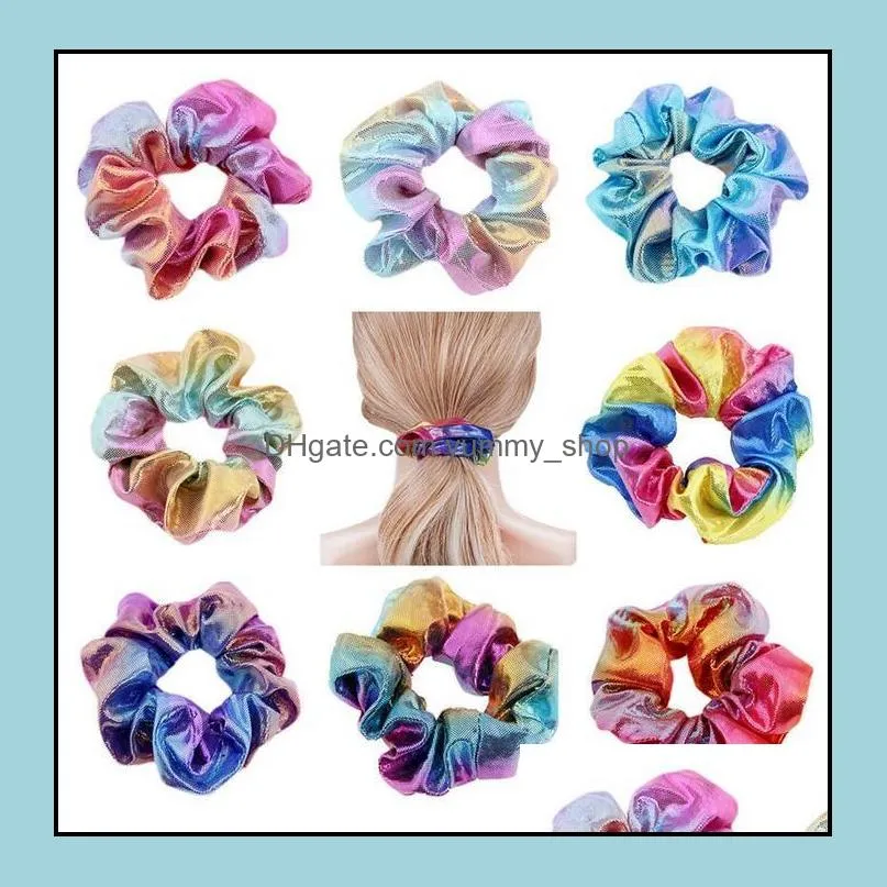 hair ties ring ponytail holder women shiny elastic laser scrunchies girls hairband rope scrunchie headwear scrunchy headband wholesale