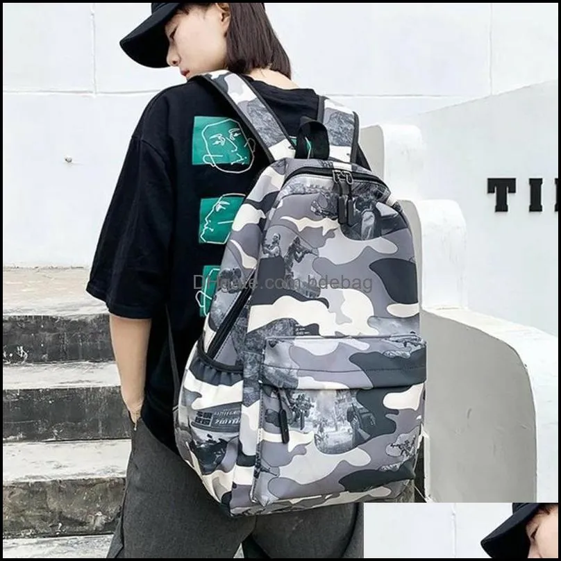 storage bags fashion men backpack cool school for teenager boys camouflage text student book bag largecapacity