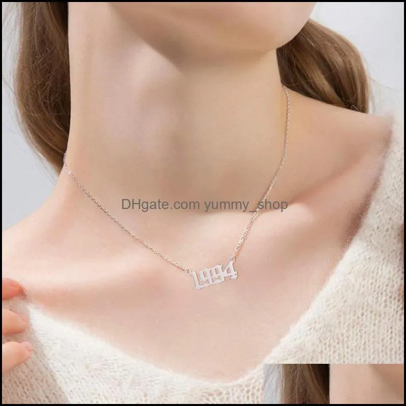 handmade personalized year number necklaces custom birth year initial necklace pendants for women girls jewelry special year 19802019