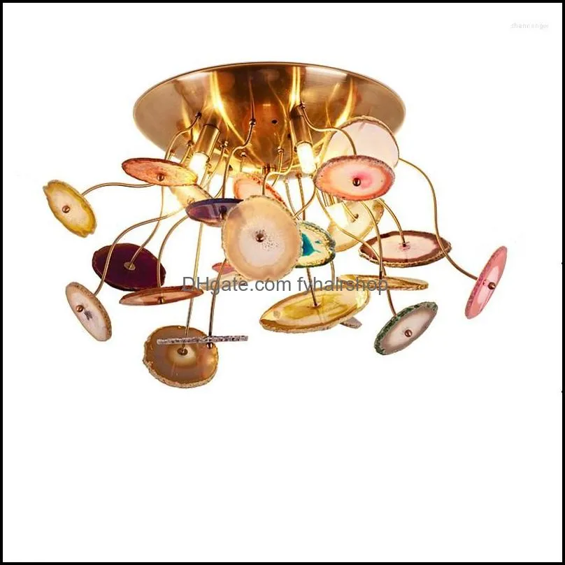 chandeliers led colorized agate designer round oval chandelier lighting lustre suspension luminaire lampen for dinning room