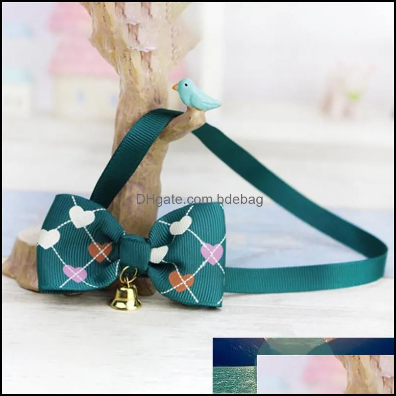 1 piece fashion pet collars bow bells tie adjustable dog cat collars leashes puppy cute kawaii bowknot dog accessories