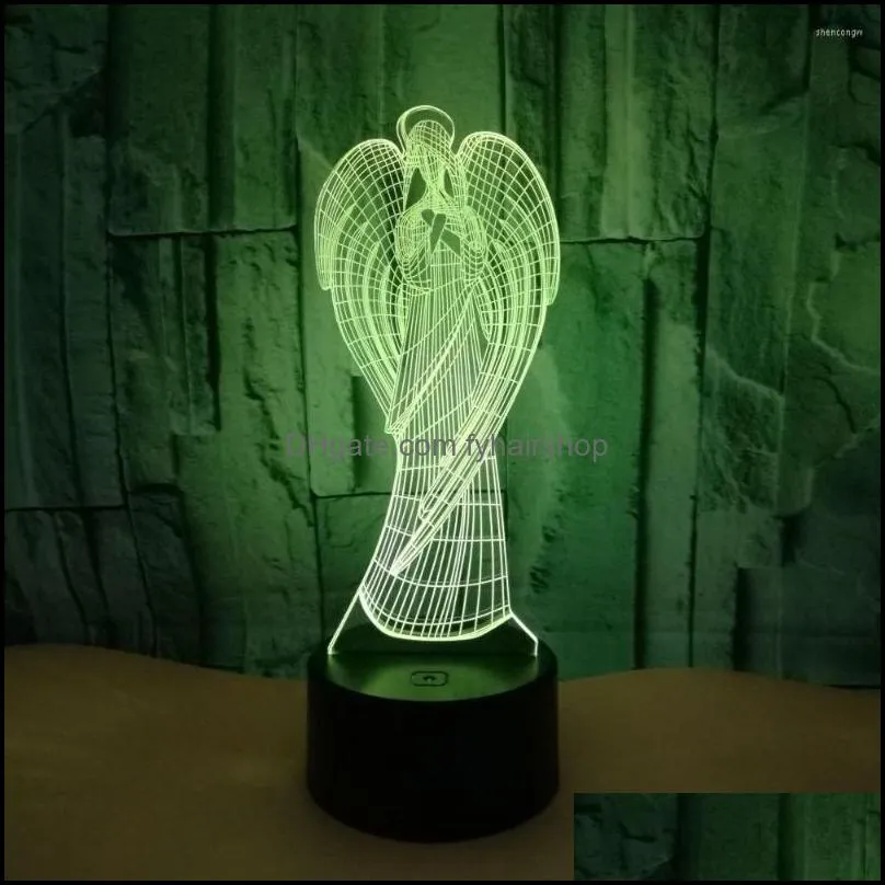 night lights angel 3d light colorful led creative usb acrylic table lamp desk lamps bedroom home decoration kids gifts