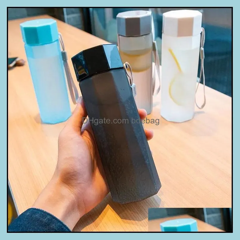 water bottles portable plastic bottle creative matte cup outdoor juice leakproof sports with rope travel camping