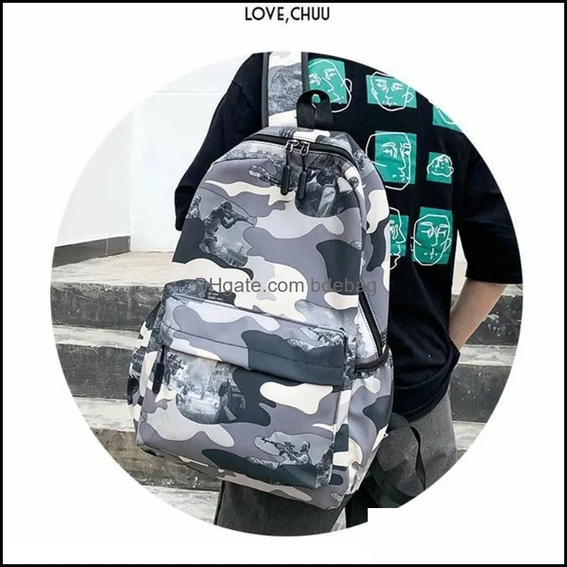 storage bags fashion men backpack cool school for teenager boys camouflage text student book bag largecapacity