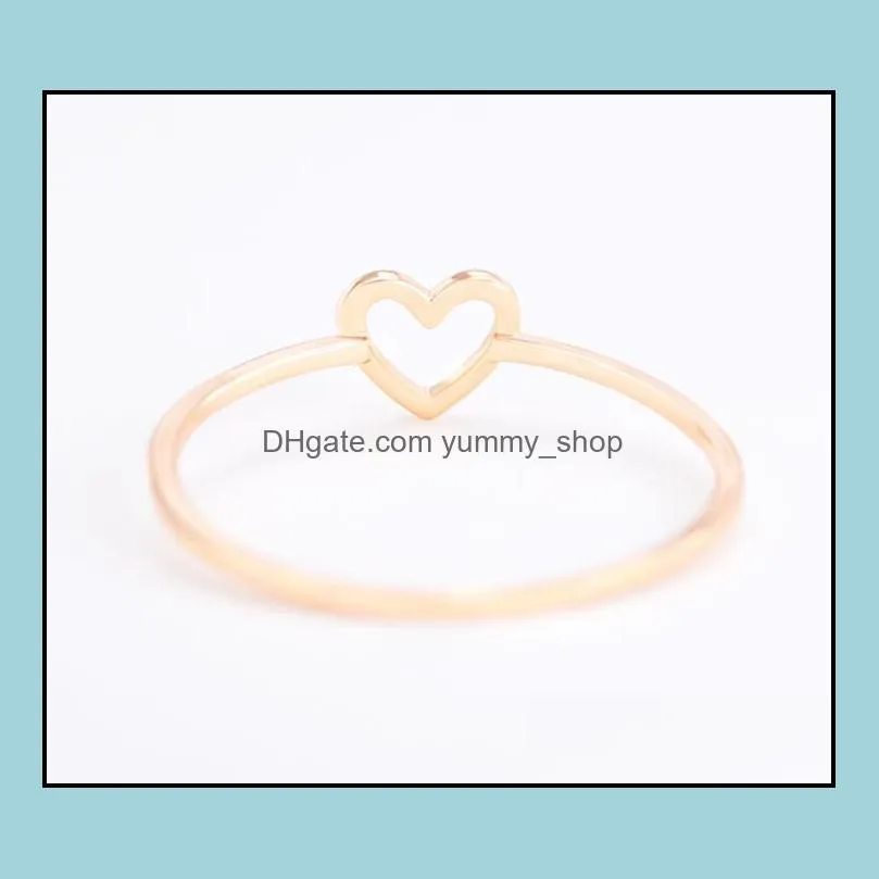 simple hollow heart band rings for women couple wedding promise infinity eternity love jewelry