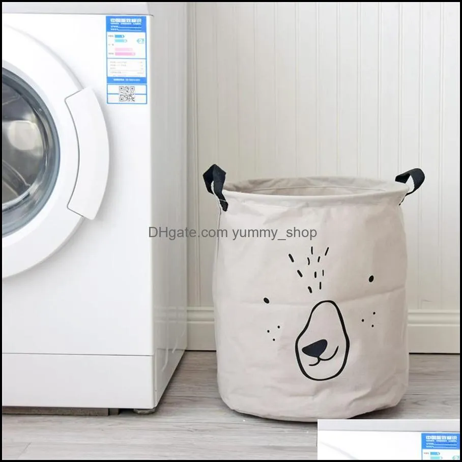 large toy storage bag cloth laundry basket cotton linen storage bucket waterproof folding dirty clothes