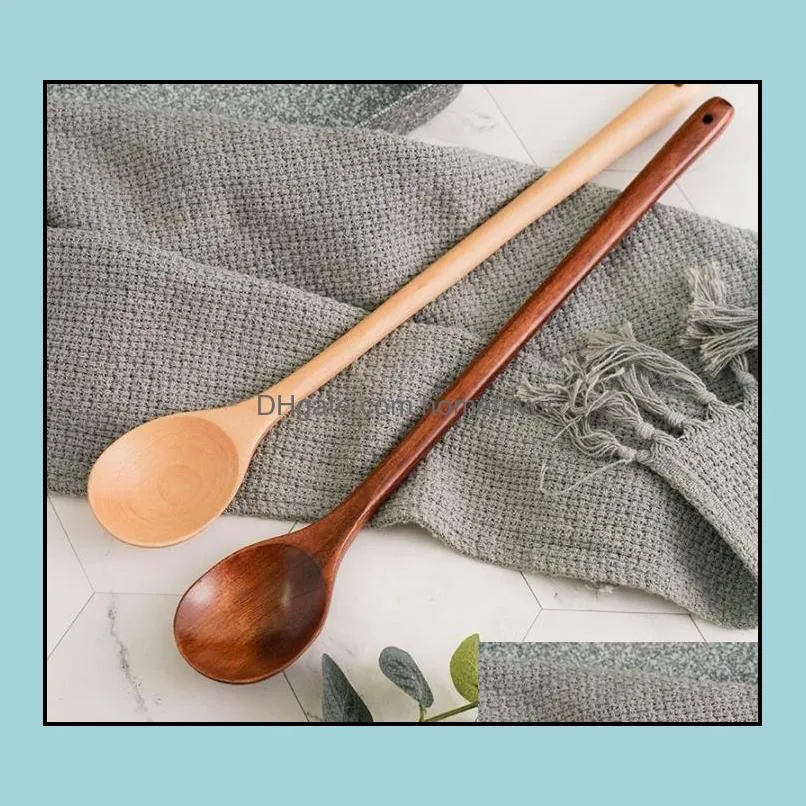 long spoon wooden 33cm 13 inches natural wood long handle spoons for soup cooking stirrer kitchen tools sn4337